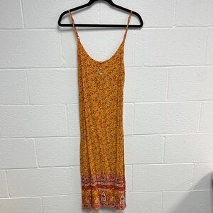 Orange and Red Sleeveless Spaghetti Strap Slip Dress for Casual Wear